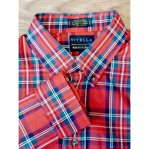 Viyella Bullock & Jones Men’s L Red Cotton Wool Plaid Button Shirt